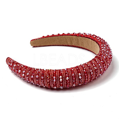Bling Bling Glass Beaded Hairband OHAR-PW0007-26R-1
