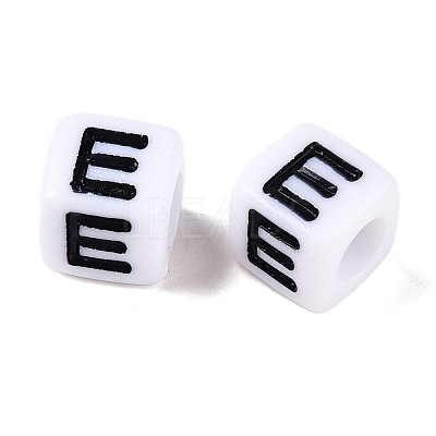 Large Hole Acrylic Letter European Beads SACR-Q103-6mm-01E-1