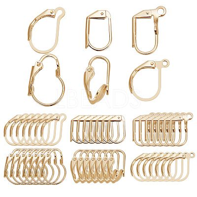 48Pcs 6 Styles Brass Leverback Earring Findings KK-AR0003-59G-1