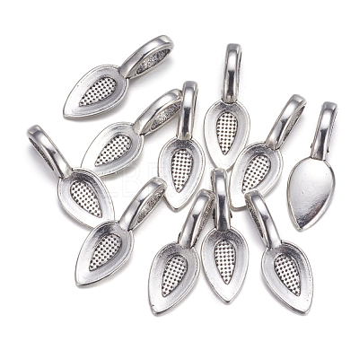 Tibetan Style Alloy Glue-on Flat Pad Bails AB3348Y-NF-1