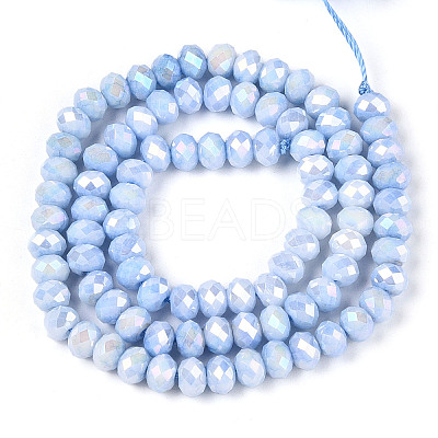 Anti-Tarnish Electroplate Rondelle Glass Beads Strands EGLA-T021-6mm-17-09-1