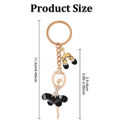 Alloy Crystal Rhinestone & Resin Ballet Dancer Girl Keychain KEYC-YW00228-01-1