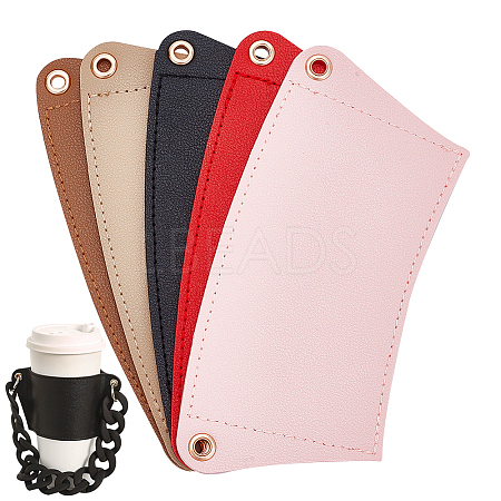 5Pcs 5 Colors PU Leather Heat Resistant Reusable Cup Sleeve AJEW-WR0001-58A-1