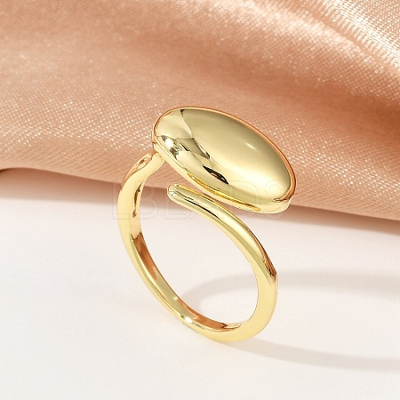 Oval Brass Open Cuff Rings for Women RJEW-G343-17G-1