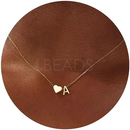 Simple Style Adjustable 316L Surgical Stainless Steel Heart and Initial Pendant Necklaces for Women WG95AEF-01-1