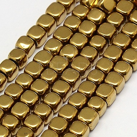 Electroplate Non-magnetic Synthetic Hematite Beads Strands G-J172-4x4mm-07-1