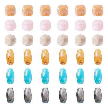 60Pcs 6 Colors Opaque Acrylic Beads OACR-TA0004-96-1