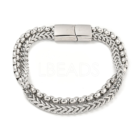 Tarnish Resistant 201 Stainless Steel Multi-Strand Chains Bracelets BJEW-F473-05P-03-1