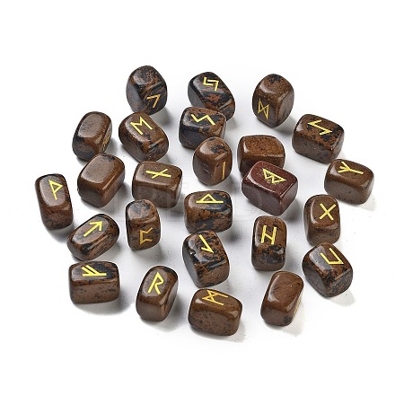 Rectangle Natural Mahogany Obsidian Rune Stones G-Z059-01I-1