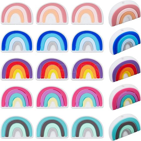 20Pcs 5 Colors Silicone Beads SIL-CA0001-09-1