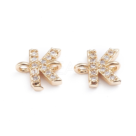 Brass Micro Pave Cubic Zirconia Letter Links ZIRC-I042-16G-K-1