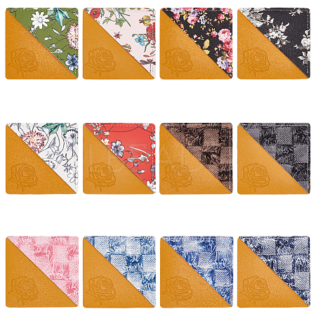 12Pcs 12 Style Printed Imitation Leather Page Corners AJEW-GO0001-11-1