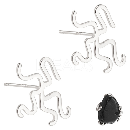 1 Pair Sterling Silver Studs Earrings Findings STER-BC0002-68P-1