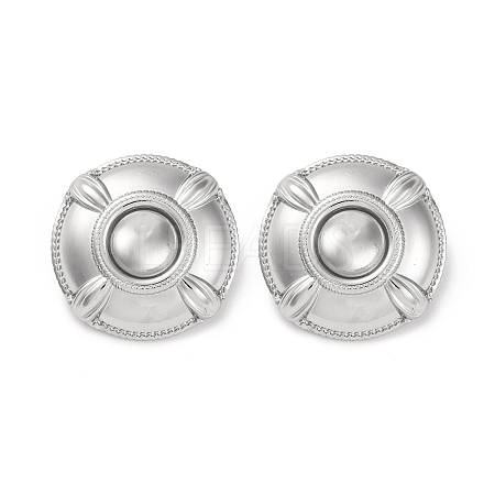 304 Stainless Steel Flat Round Stud Earrings EJEW-K295-17P-1