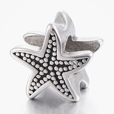 304 Stainless Steel European Beads STAS-F150-076AS-1