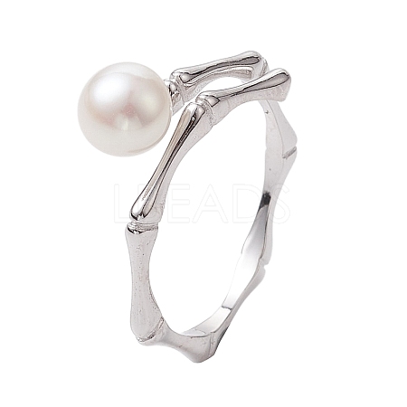 Round Natural Pearl Finger Rings RJEW-P113-11P-1