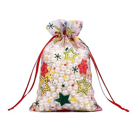 Organza Printed Gift Bags with Drawstring PW-WG00D7C-02-1