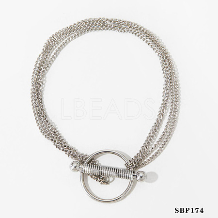 304 Stainless Steel Curb Chain Multi-strand Bracelets FS-WGE868D-06-1