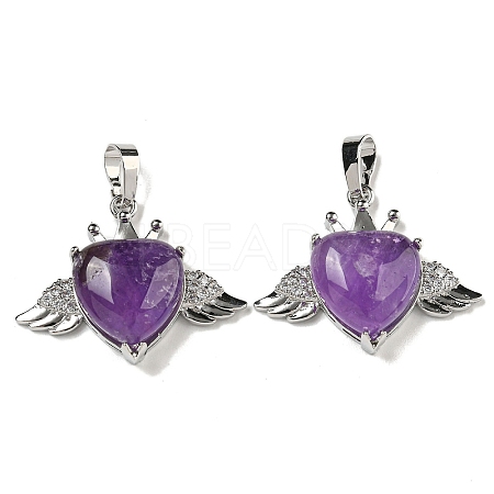 Natural Amethyst with Clear Cubic Zirconia Pendants G-G133-02P-22-1