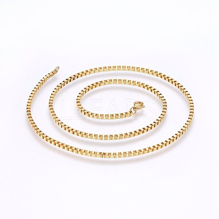 304 Stainless Steel Box Chain Necklaces NJEW-F226-05G-02-1