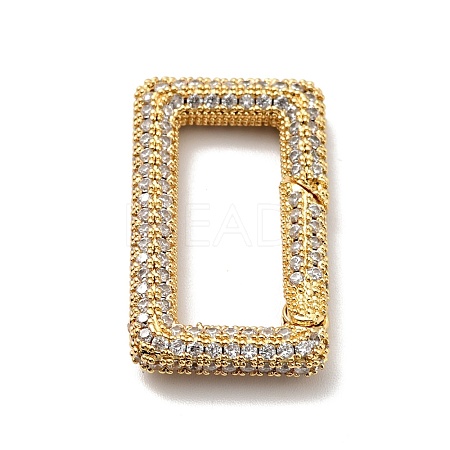 Brass Micro Pave Clear Cubic Zirconia Spring Gate Rings KK-G414-05G-1