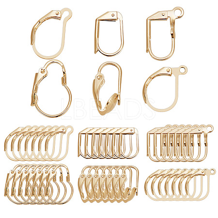 48Pcs 6 Styles Brass Leverback Earring Findings KK-AR0003-59G-1