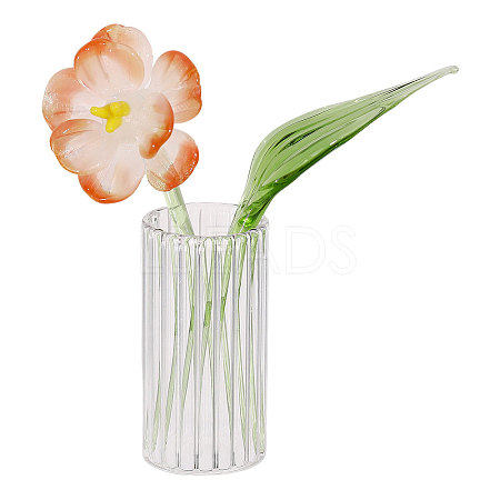 2Pcs Glass Flower Display Decorations AJEW-CO0001-04B-1