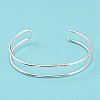 Rack Plating Brass Double Lines Cuff Bangles for Women BJEW-M304-01S-3