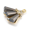 Rack Plating Alloy Glass Pendants FIND-M033-09A-02-2