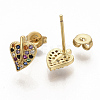 Brass Micro Pave Colorful Cubic Zirconia Stud Earrings EJEW-S208-030-1