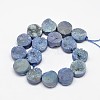 Flat Round Electroplated Natural Druzy Quartz Crystal Beads Strands G-A141-12mm-A05-2