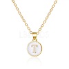 Alloy White Enamel Flat Round with Letter Pendant Necklaces FS-WG63565-20-1