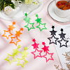 ANATTASOUL 5 Pairs 5 Colors Hollow Star Acrylic Dangle Stud Earrings for Woman EJEW-AN0004-10-7