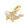 Brass Micro Pave Clear Cubic Zirconia Sea Animals European Dangle Charms X-KK-Z143-02G-05-2
