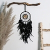 Iron & Reisn Imitation Pearl Woven Web/Net with Feather Pendant Decorations PW-WG59818-03-1