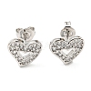 Clear Cubic Zirconia Heart Stud Earrings EJEW-F321-02P-1