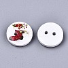 2-Hole Printed Natural Wood Buttons WOOD-S045-144-4