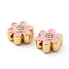 Flower Brass Micro Pave Clear Cubic Zirconia Beads KK-G419-06G-05-3