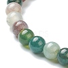 Natural Indian Agate Beaded Stretch Bracelets BJEW-A117-A-46-3