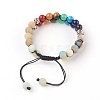 Chakra Natural Flower Amazonite Braided Bead Bracelets BJEW-O164-A08-1