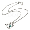 Letter A~Z Antique Silver Plated Alloy with Synthetic Turquoise Pendant Necklaces NJEW-G080-01S-3