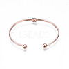 Alloy Wire Wrap Knot Open Cuff Bangle for Women BJEW-S118-145RG-2