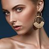 4Pairs Flat Round Alloy Raffia Dangle Stud Earrings FS-WG1ECDE-01-5