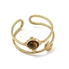 304 Stainless Steel with Natural Tiger Eye Ring RJEW-Z031-01H-02-2