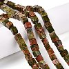 Natural Unakite Beads Strands X-G-T139-6x6-08A-1