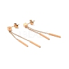 Ion Plating(IP) 304 Stainless Steel Cuboid Long Dangle Stud Earrings for Women EJEW-G289-05RG-1