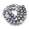 Electroplated Crackle Glass Beads Strands EGLA-N014-10mm-06-2