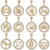 12Pcs 12 Styles Brass Micro Pave Cubic Zirconia Pendants KK-BM0001-01-1