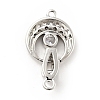 Flat Round Brass Clear Cubic Zirconia Fold Over Clasps KK-G425-01P-2