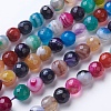 Natural Striped Agate/Banded Agate Beads Strands G-G753-09-8mm-1